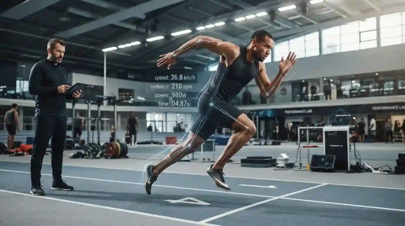 Athlete using technology-assisted performance analysis during a training session