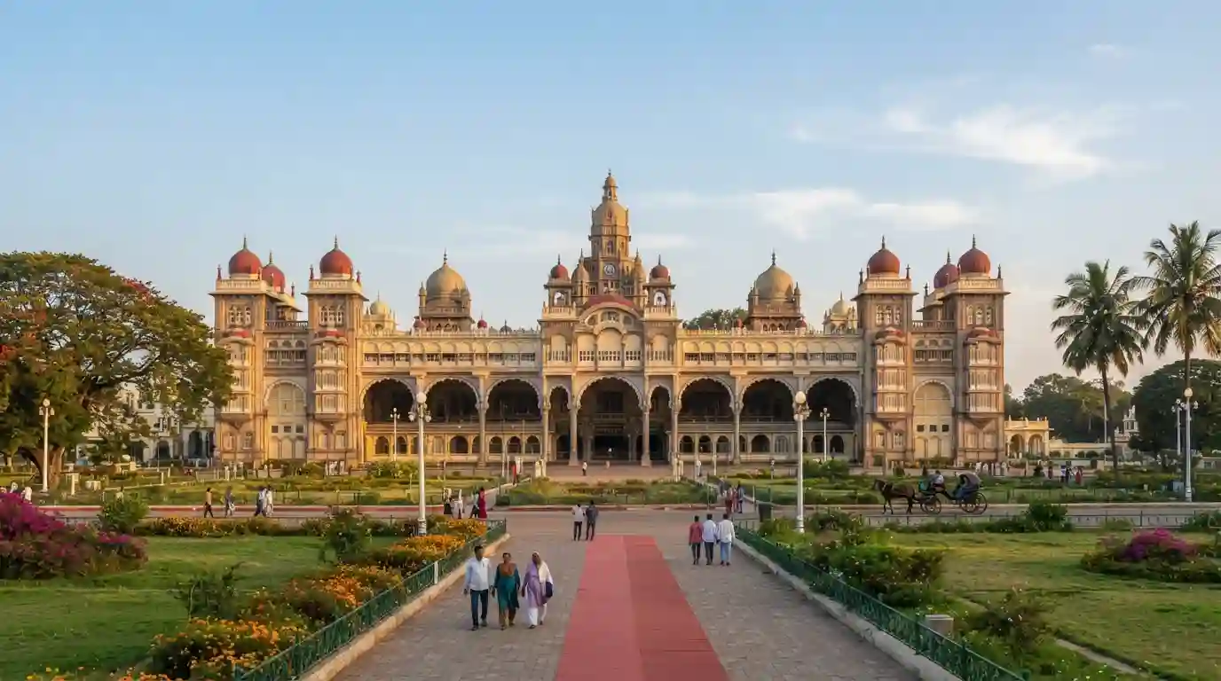 Mysore Palace in Karnataka, India, representing the best places to visit in Mysore in one day