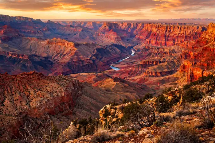 Grand Canyon South Rim view at sunset